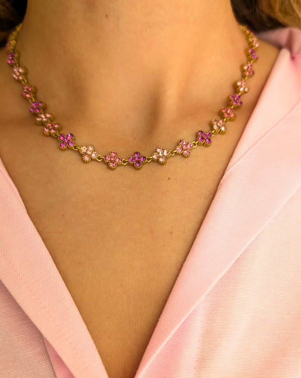 Halskette mit Strasssteinen GLAM FLOWERS | Verschiedene Farben