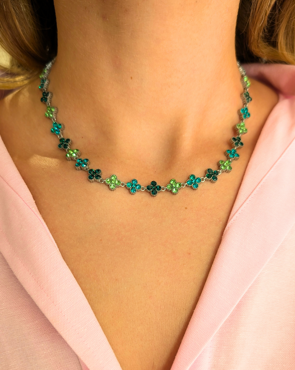 Halskette mit Strasssteinen GLAM FLOWERS | Verschiedene Farben