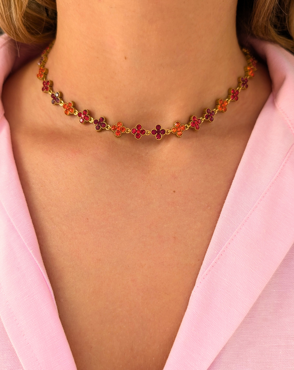 Halskette mit Strasssteinen GLAM FLOWERS | Verschiedene Farben