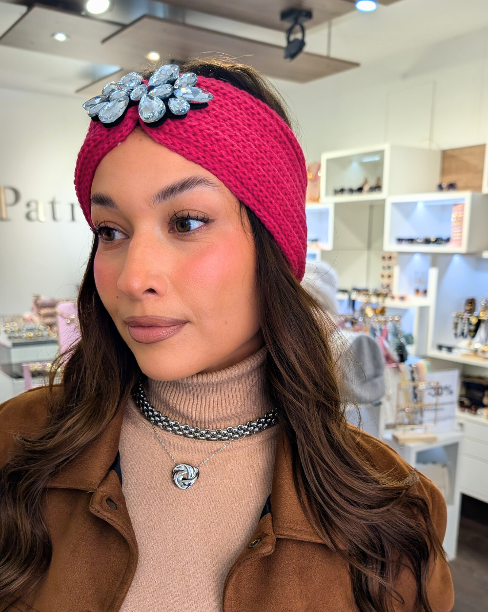 CRYSTAL Stirnband aus gestricktem Stoff mit funkelnden Kristallen - Trgovina Patrizia Ljubljana