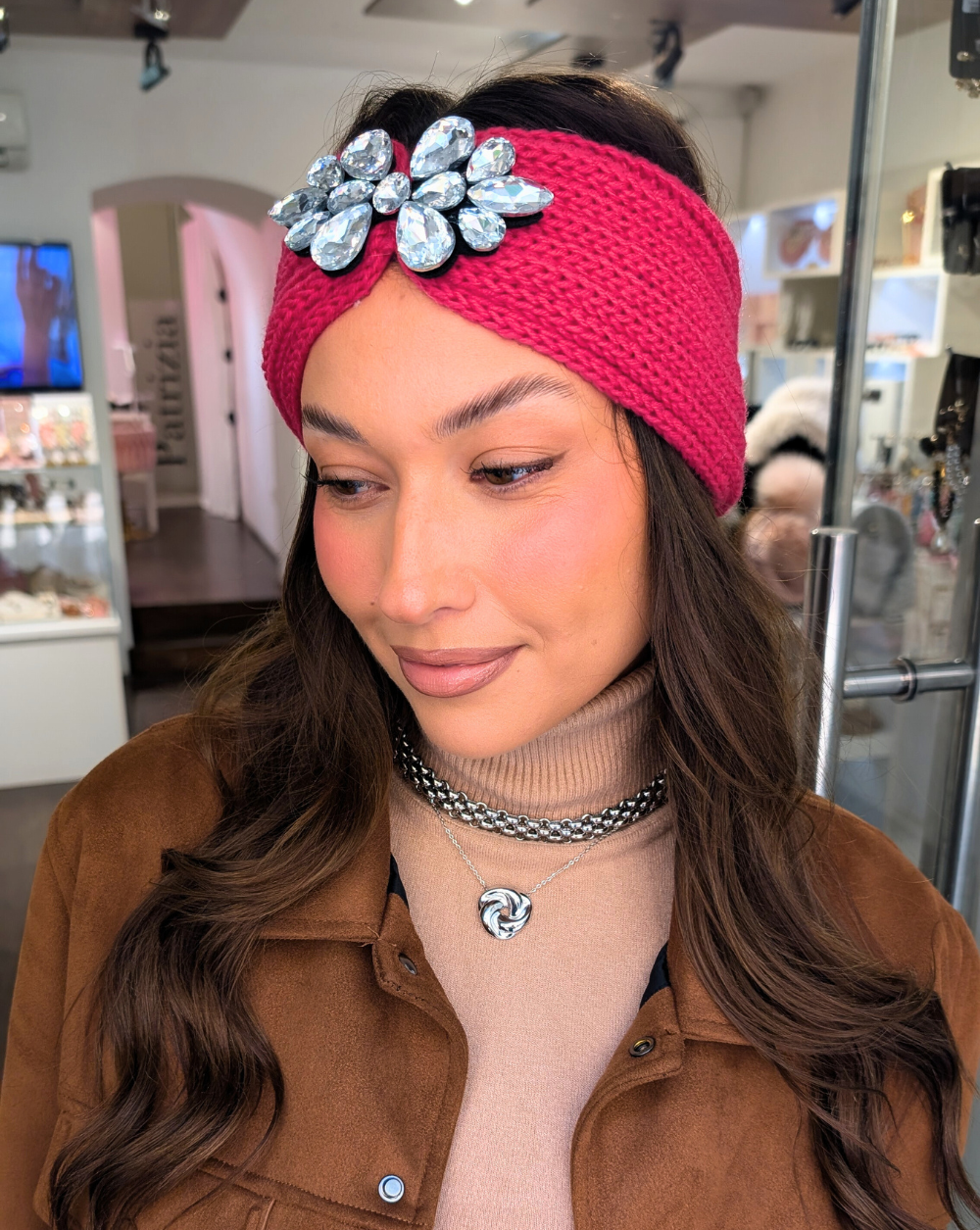 CRYSTAL Stirnband aus gestricktem Stoff mit funkelnden Kristallen - Trgovina Patrizia Ljubljana