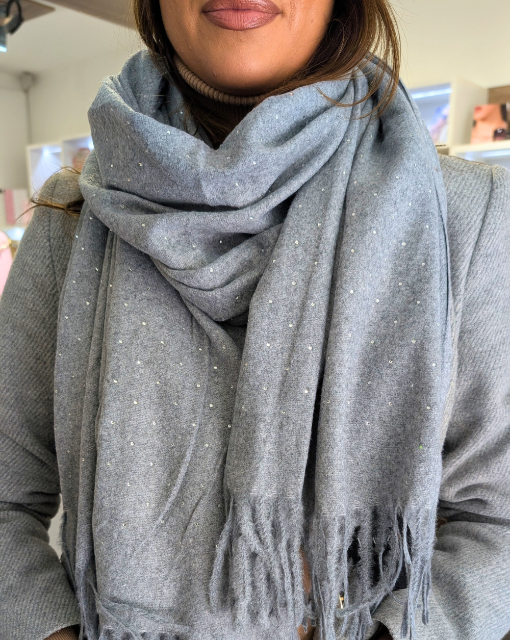 Halstuch mit SPARKLE Kristallen | Grau