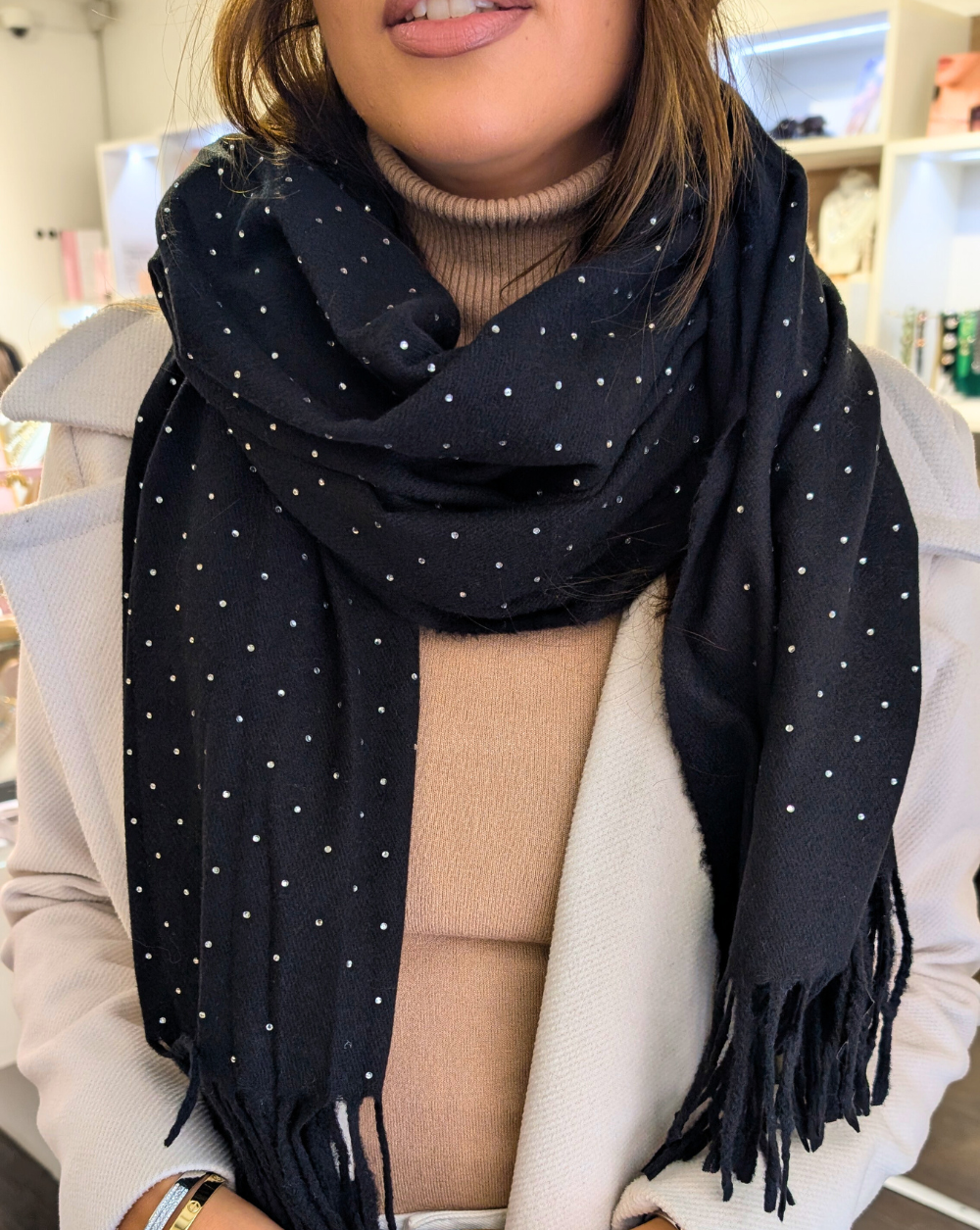 Halstuch mit Kristallen SPARKLE | Schwarz