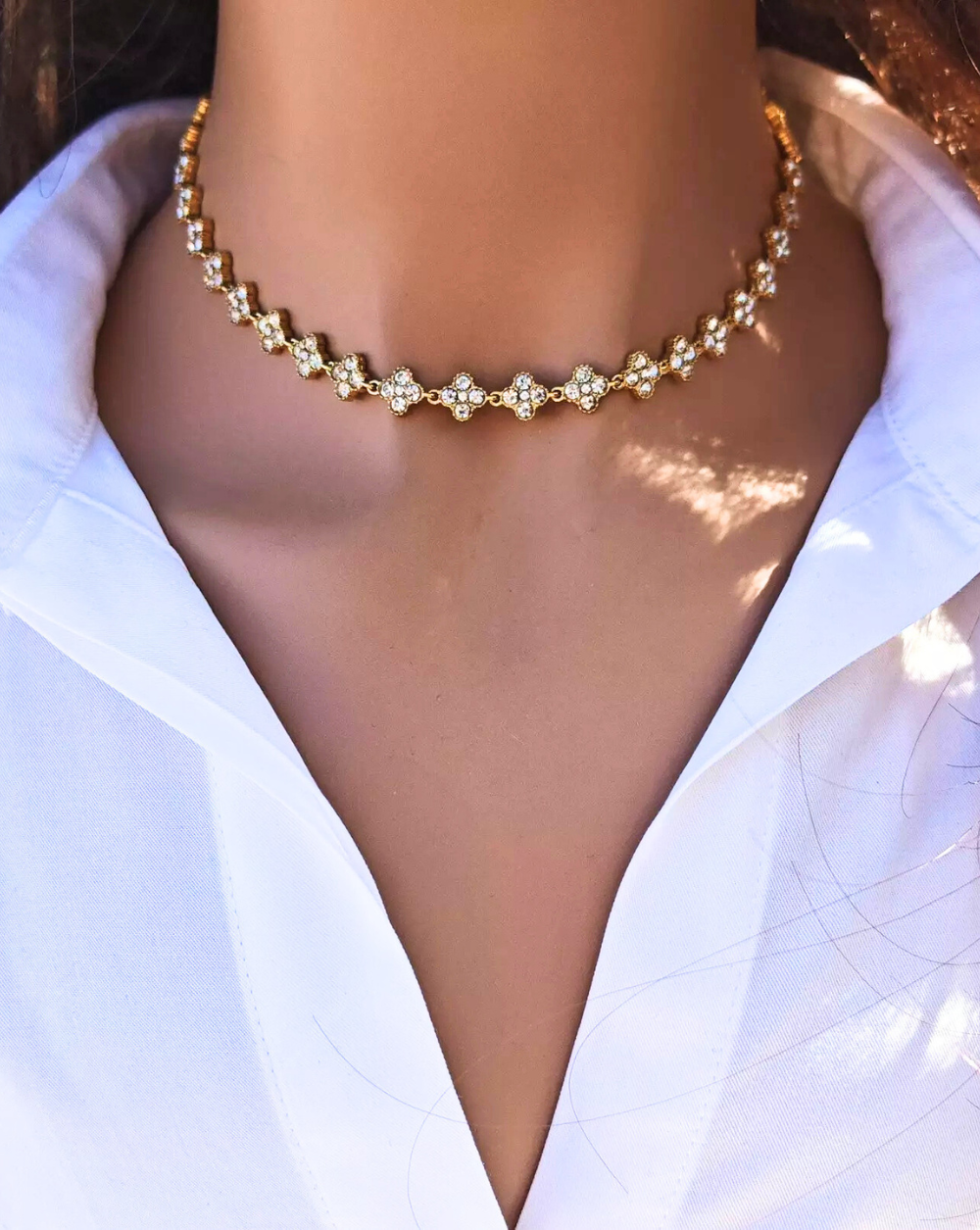 Halskette mit Strasssteinen GLAM FLOWERS | Verschiedene Farben