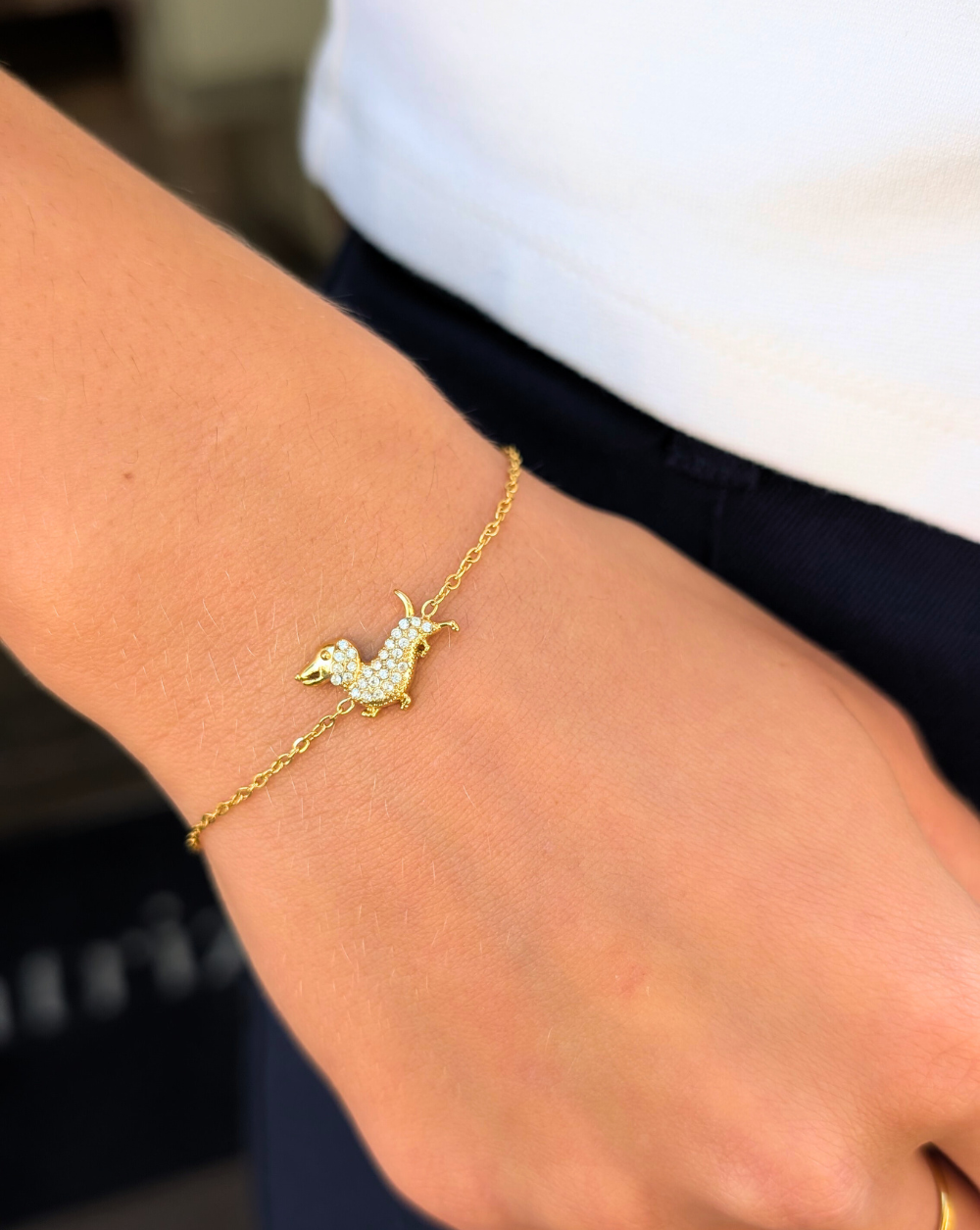 Armband DACHSHUND CRYSTAL mit Dachsanhänger und Kristallen - Trgovina Patrizia Ljubljana