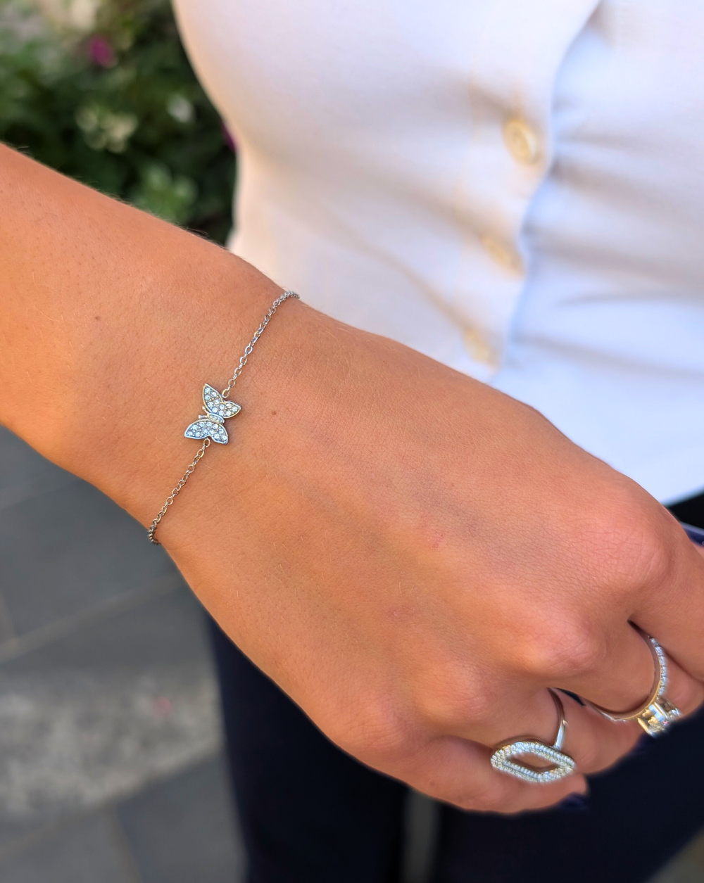 Armband MARIPOSA mit Schmetterlingsmotiv, verziert mit Kristallen, Trgovina Patrizia Ljubljana