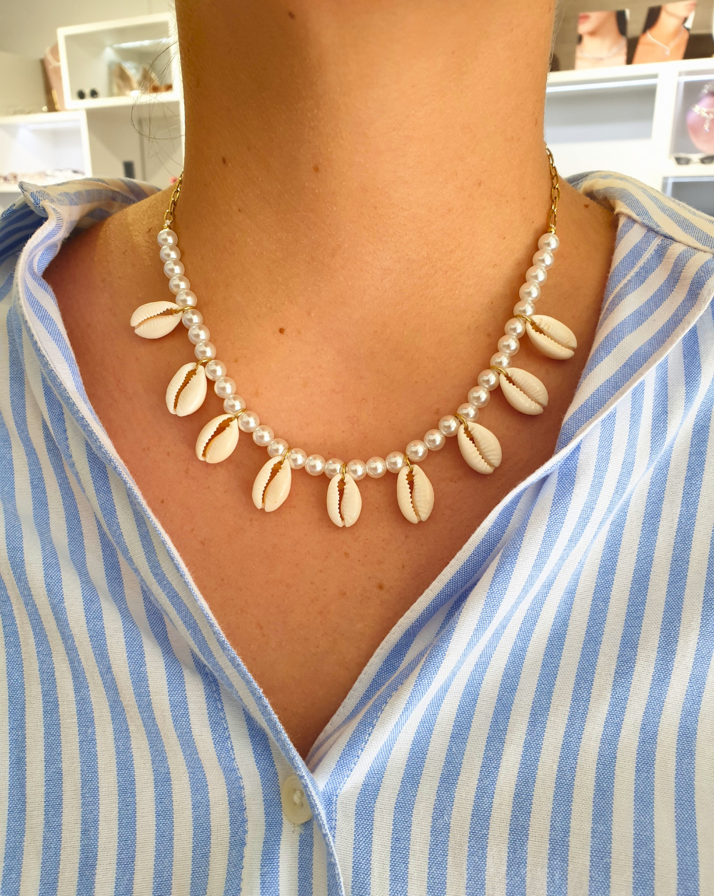 Modna verižica SEASHELL PEARL