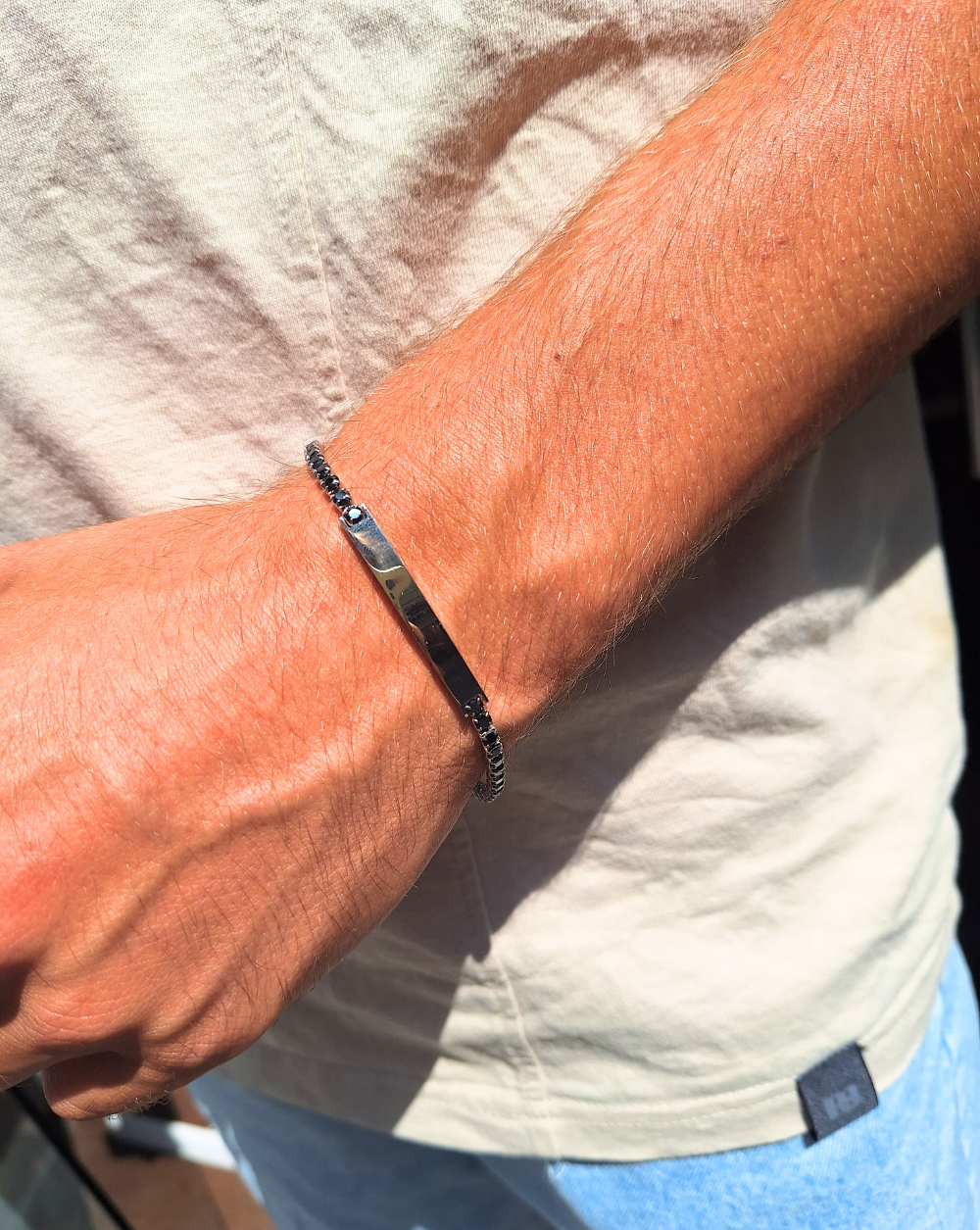 Armband BlackHerrentennis mit Platte | /2,5 mm