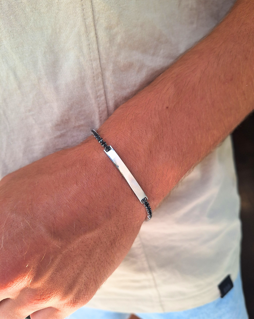 Armband BlackHerrentennis mit Platte | /2,5 mm