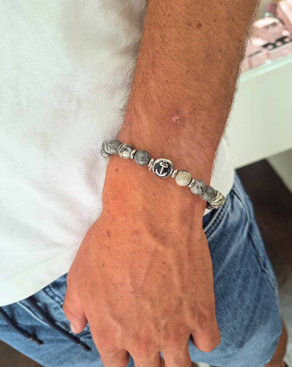 Armband Mann ANCHOR Perlen
