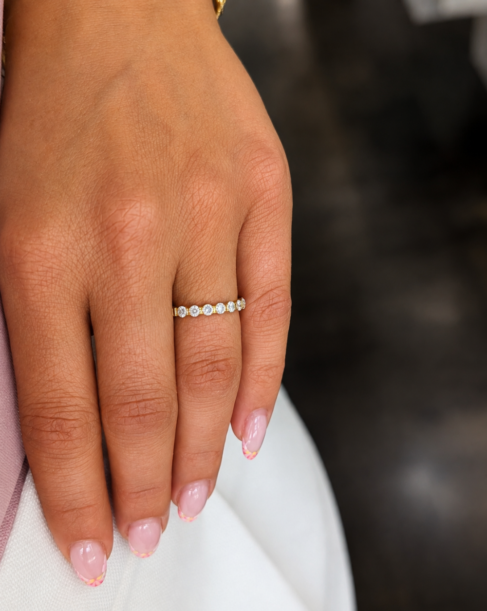 Ring 's CRYSTAL LINE gold-plated stainless steel bracelet with a row of clear crystals – Trgovina Patrizia Ljubljana.