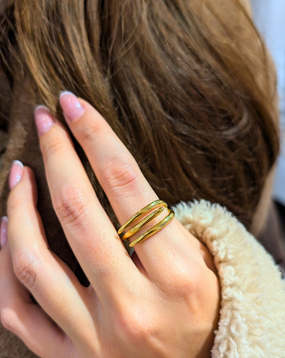 Ring stainless steel Ring with triple design and tapered ends on the hand – Trgovina Patrizia