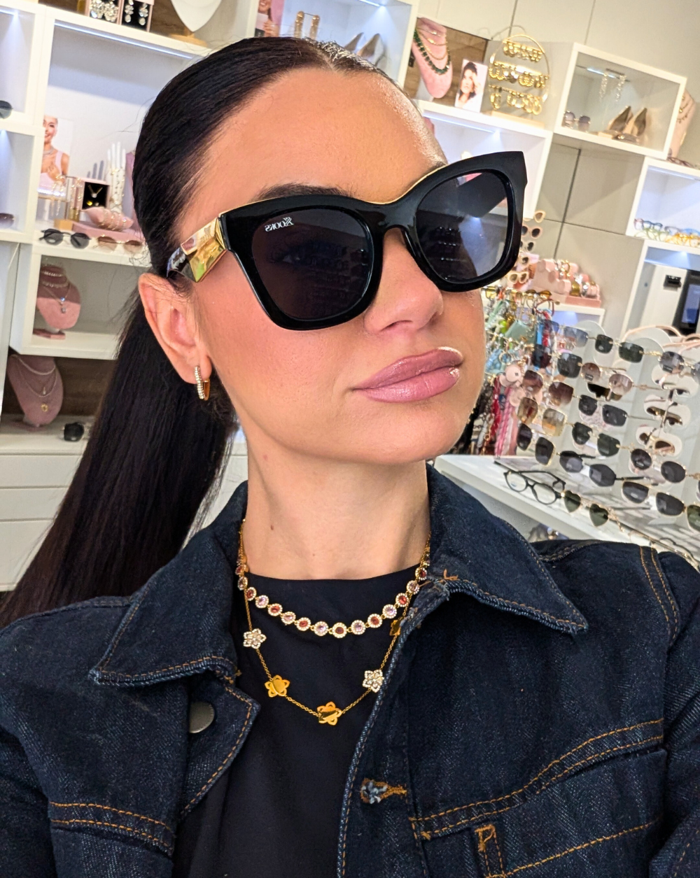 Oversized Sunglasses with gold details UV400 protection Patrizia Ljubljana