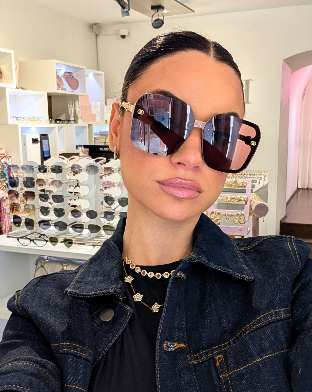 Sunglasses , oversized pink Sunglasses gold details, UV400 protection, Patrizia Ljubljana