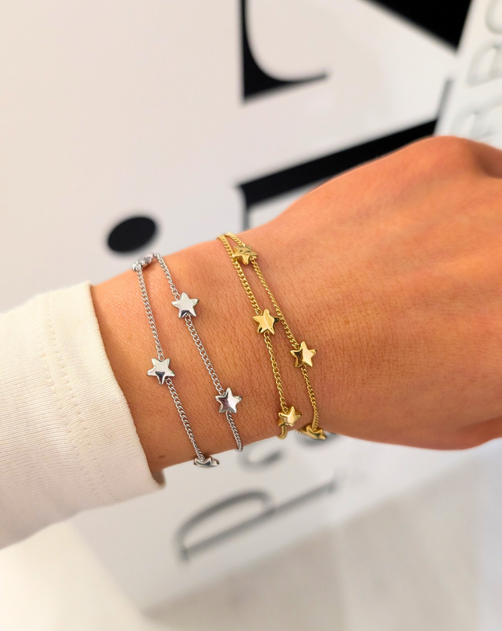Double Bracelet Stars in Stainless and Surgical Steel – trgovina Patrizia , Minimalist Layered Jewelry