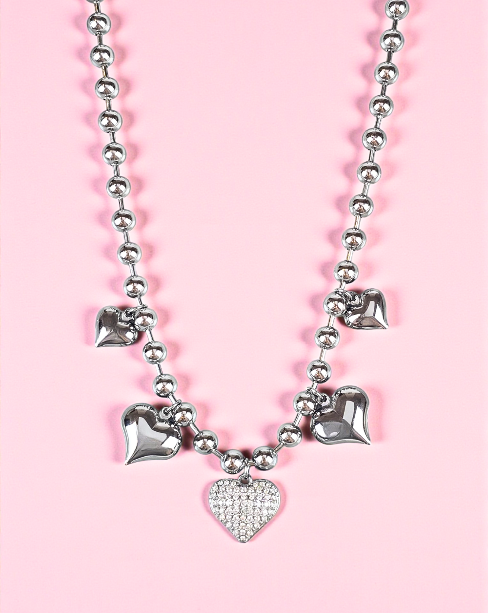 Necklace HEART CHARM Necklace CHARM multiple heart-shaped pendants made of stainless steel, trendy women's jewelry – Trgovina Patrizia