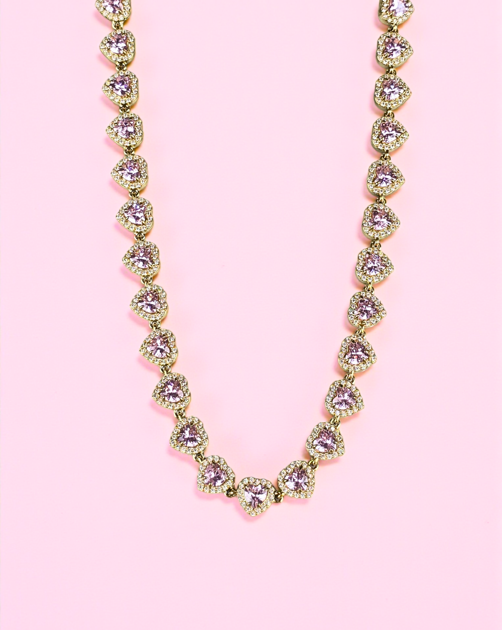 Gold-pink necklace HEART necklace HEART stainless steel hearts, elegant women's jewelry – Trgovina Patrizia