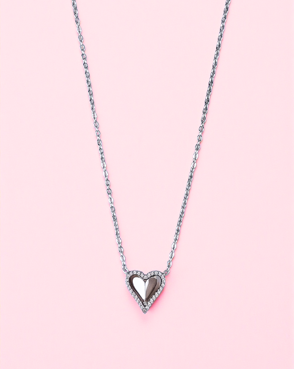 Verižica DOUBLE HEART z dvojnim srčkastim obeskom iz nerjavečega jekla, eleganten ženski nakit – Trgovina Patrizia Ljubljana