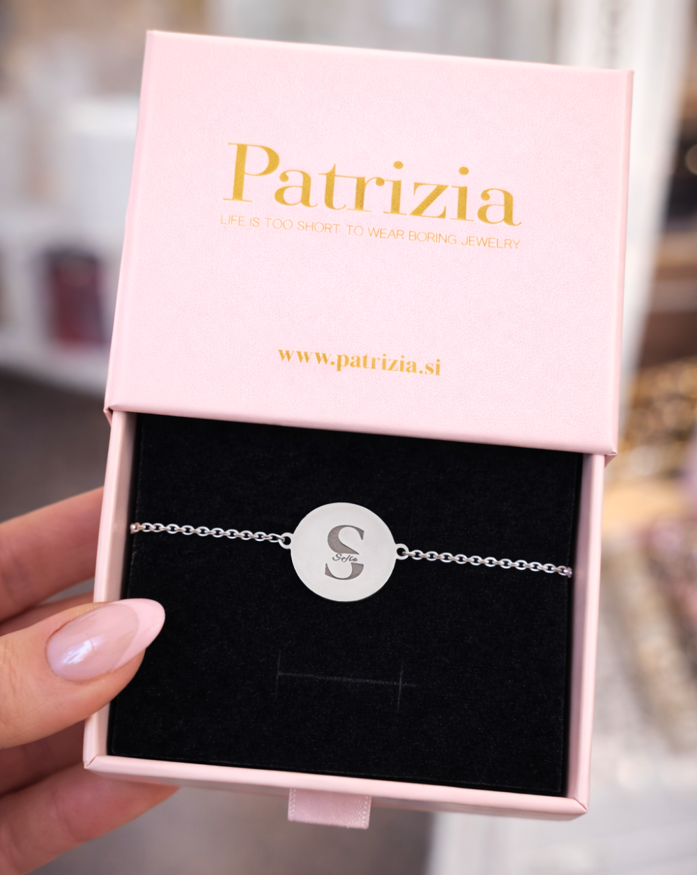 Bracelet with engraved initials made of stainless steel in gift packaging – Trgovina Patrizia