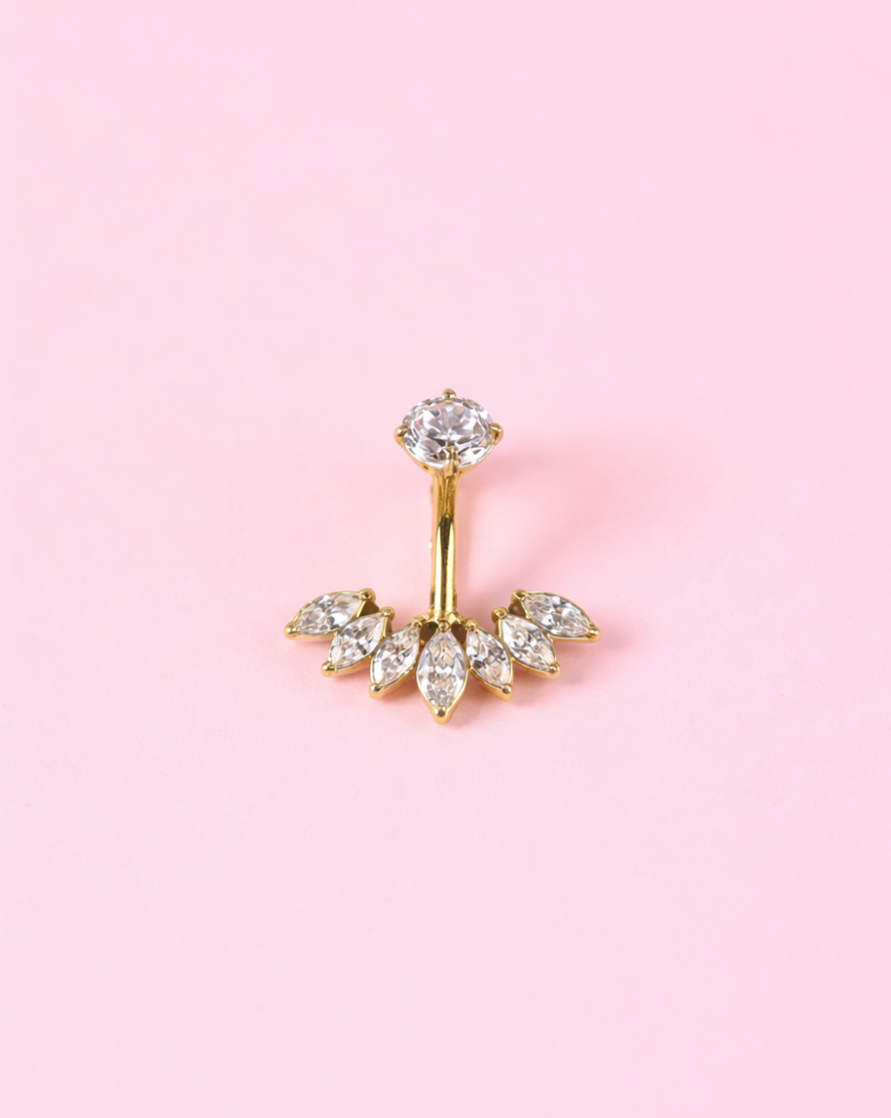 Bauchnabelpiercing mit Marquise-Kristallen in Blumenform aus Edelstahl bzw. chirurgischem Stahl – trgovina Patrizia , eleganter, femininer Schmuck