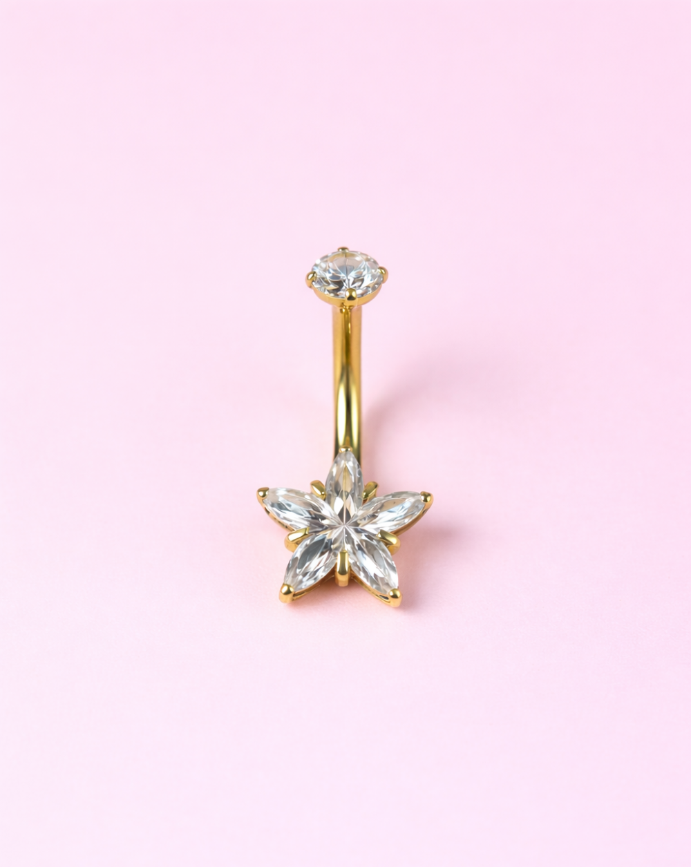 Bauchnabelpiercing mit Sternmotiv und Kristallsteinen aus Edelstahl bzw. chirurgischem Stahl – trgovina Patrizia , eleganter, femininer Schmuck
