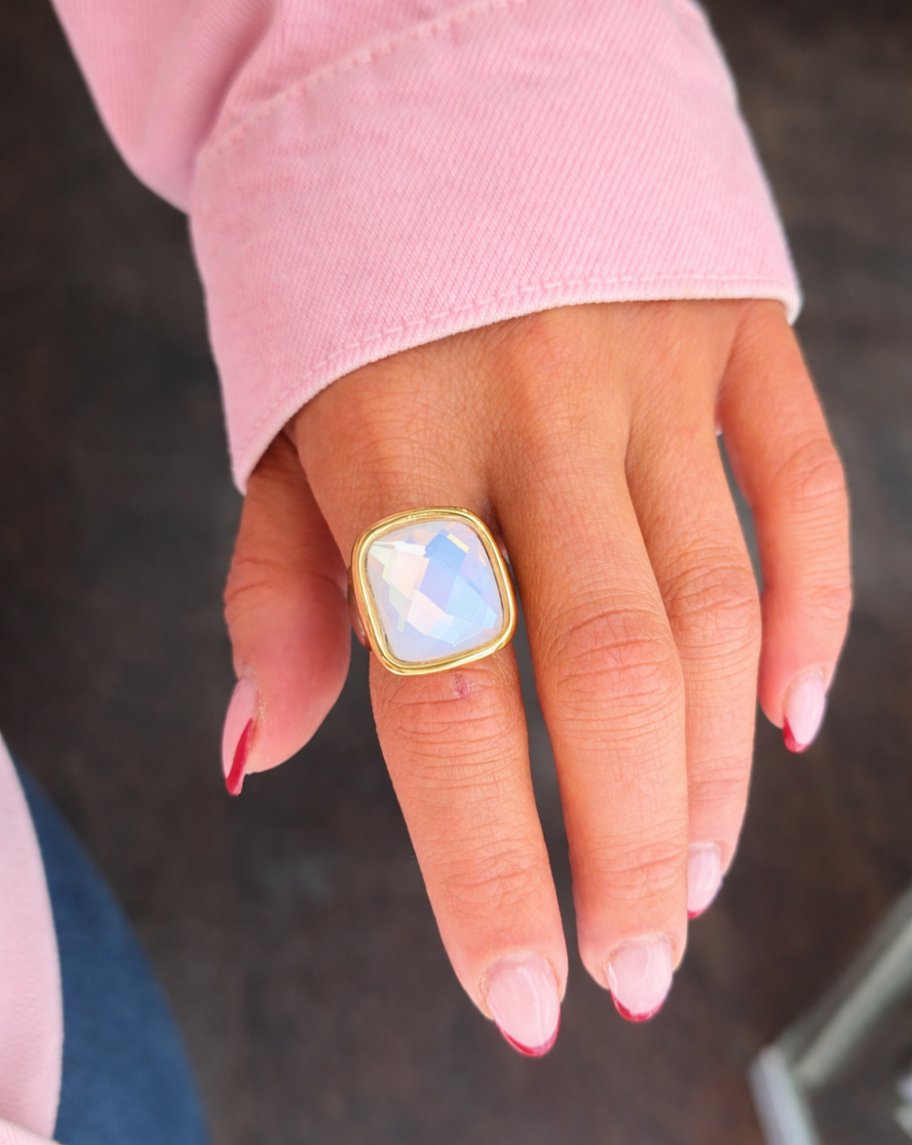 Ring a faceted stone made of stainless steel or surgical steel – trgovina Patrizia , elegant statement jewelry