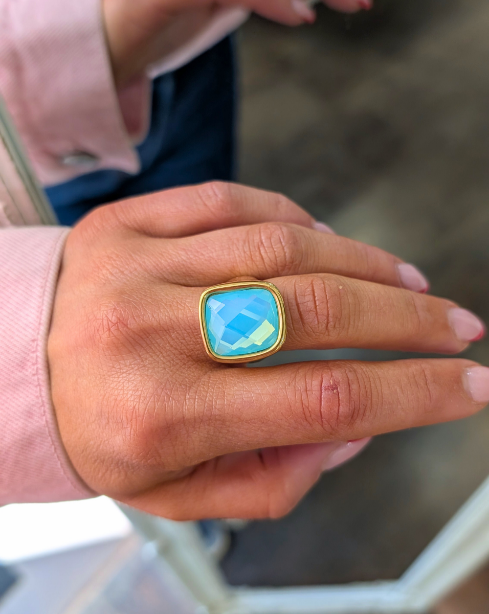 Ring a faceted stone made of stainless steel or surgical steel – trgovina Patrizia , elegant statement jewelry