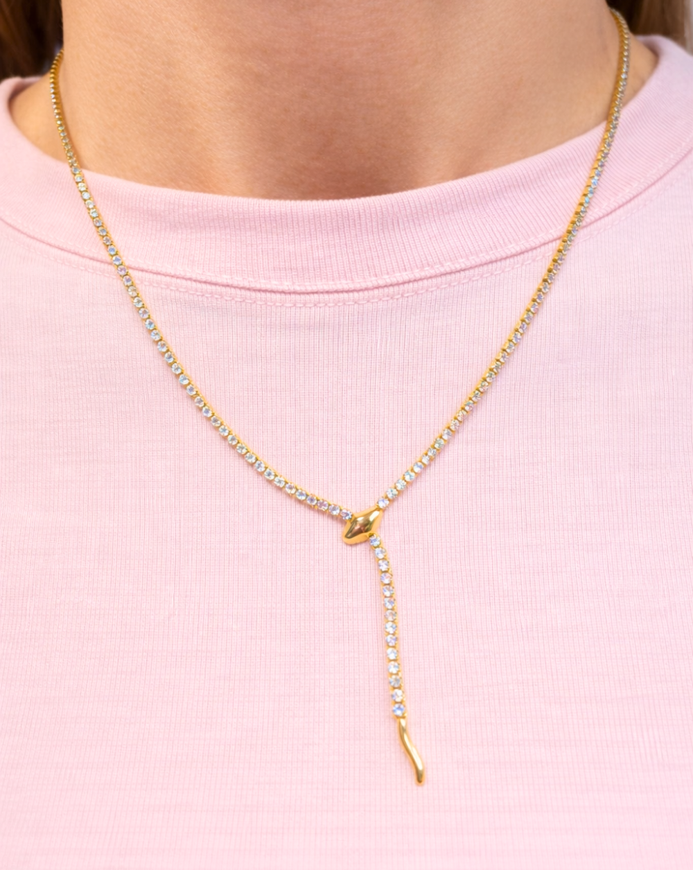 Tennis necklace cubic zirconia and a cascading design made of stainless steel or surgical steel – trgovina Patrizia , elegant statement jewelry