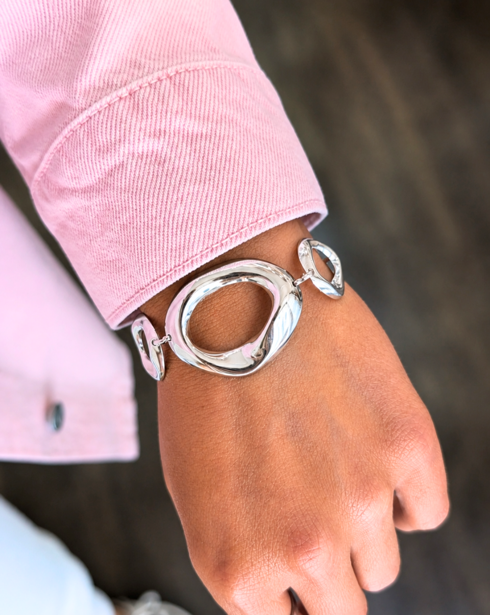 Statement Bracelet open oval details made of stainless steel or surgical steel – trgovina Patrizia , modern and elegant jewelry