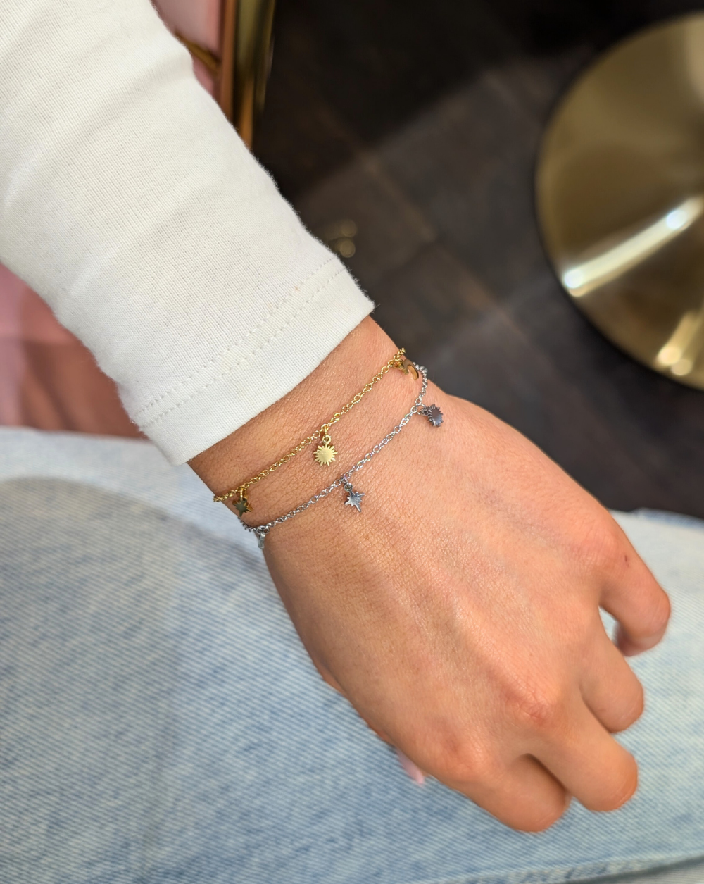 Bracelet stars and a sun, made of stainless and surgical steel – trgovina Patrizia , minimalist and playful jewelry