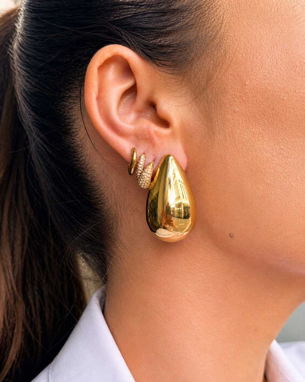 PURE DROP earrings DROP stainless steel (surgical-grade steel) – statement earrings in an organic teardrop shape, Trgovina Patrizia