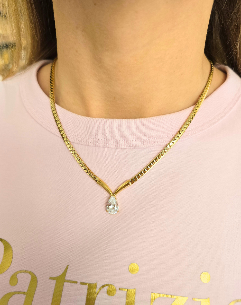Modna verižica V-CHAIN CRYSTAL
