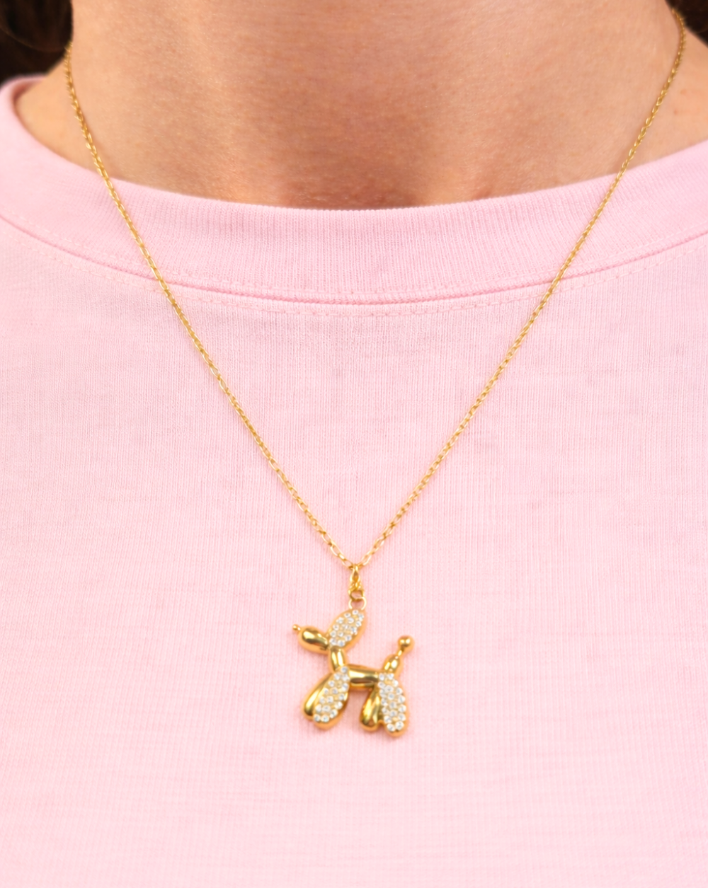 Ogrlica BALON PUP s privjeskom u obliku balona i šteneta od nehrđajućeg čelika, Trgovina Patrizia Ljubljana