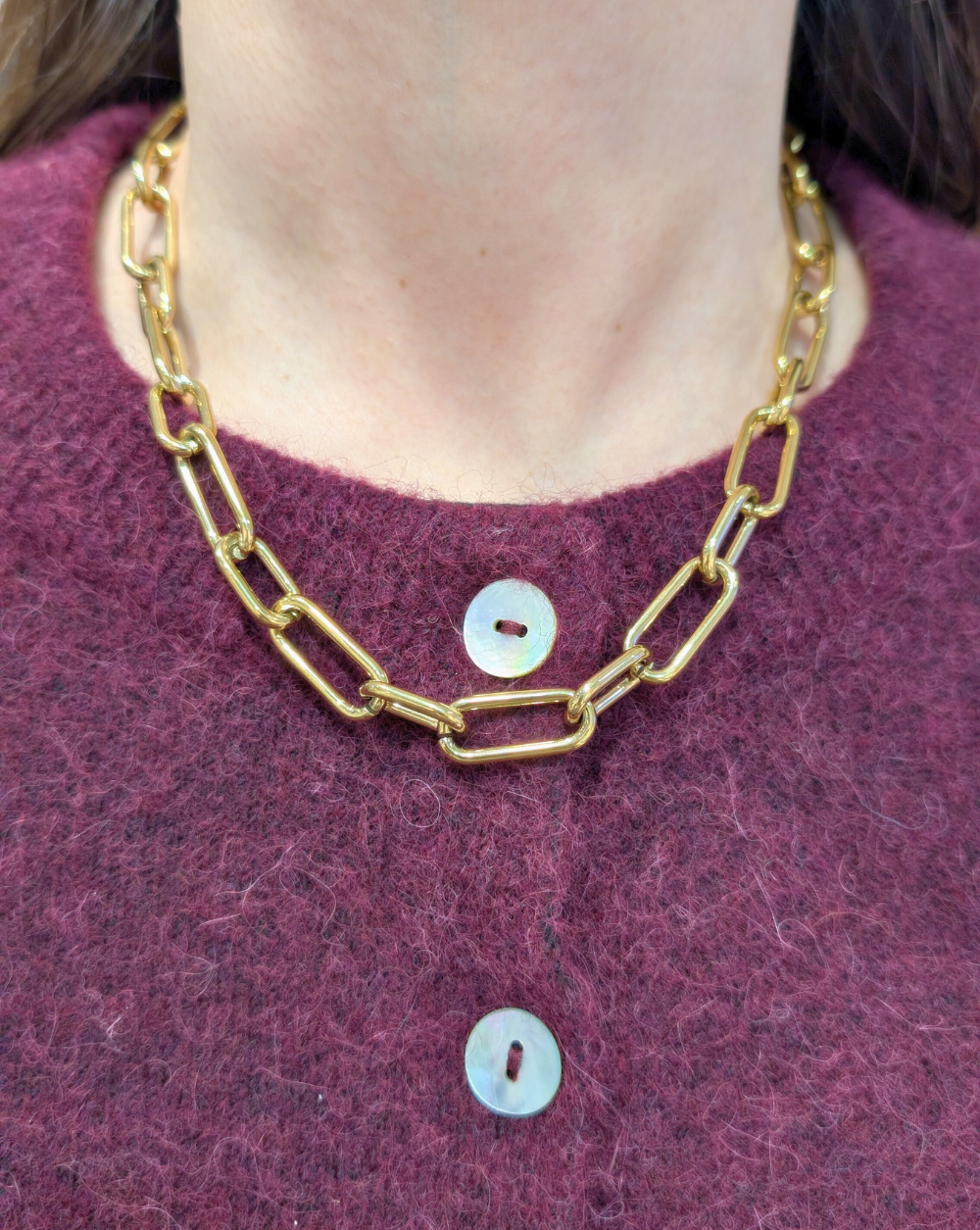 Halskette CHUNKY mit großen rechteckigen Gliedern aus Edelstahl, Trgovina Patrizia