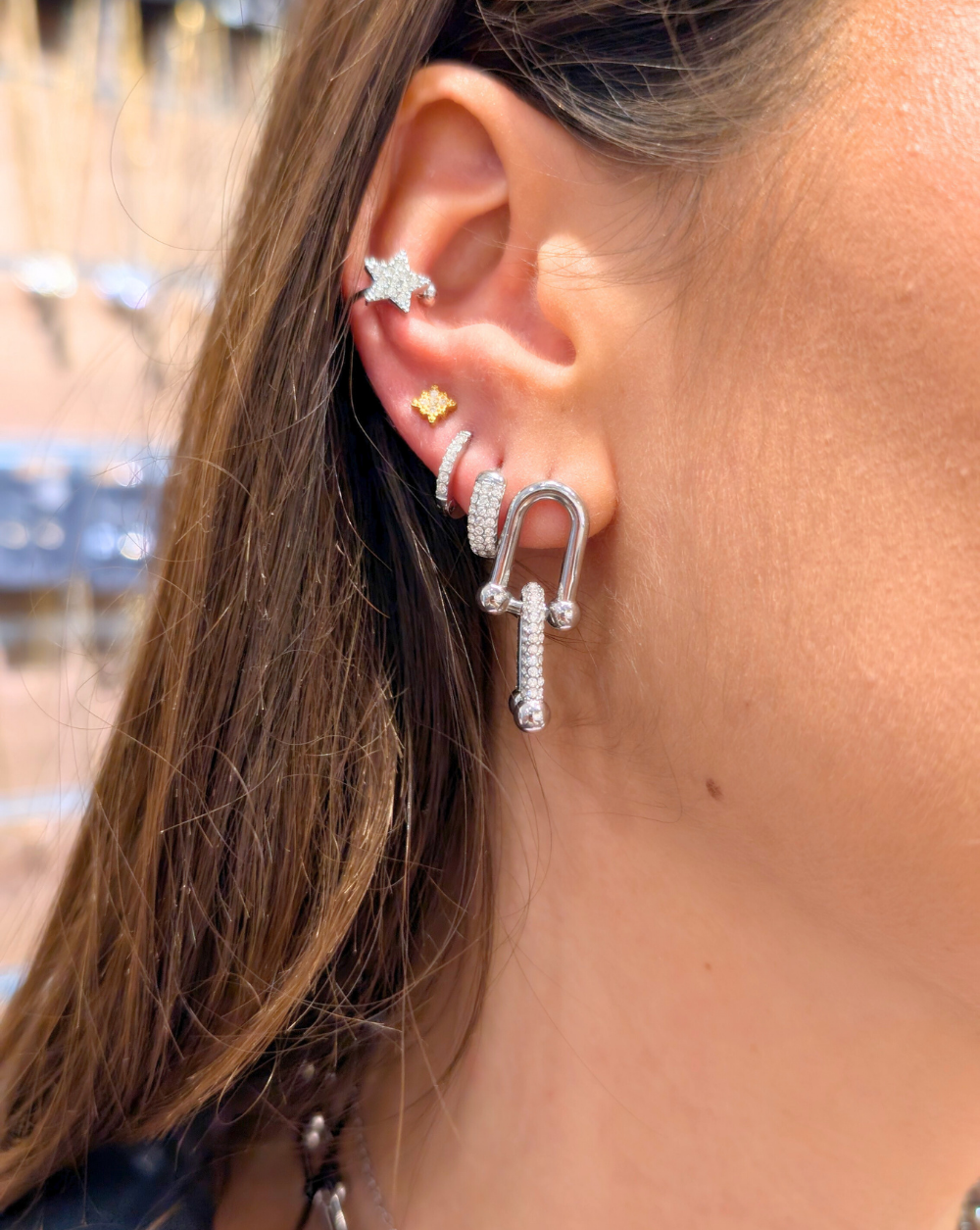 Hängeohrringe LINKED in Silberfarbe aus Edelstahl, Trgovina Patrizia