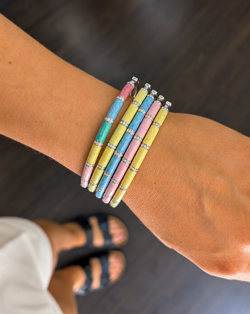 Bracelet CANDY PAVÉ, made of stainless steel with brass accents and pavé details – Trgovina Patrizia Ljubljana.