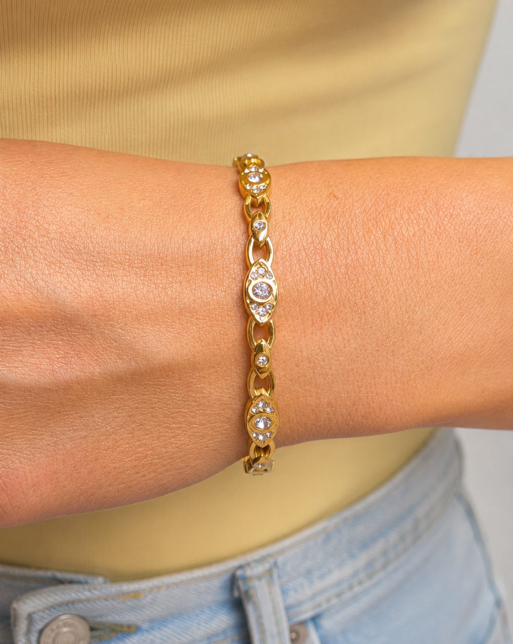 EVIL EYE stainless steel Bracelet with an eye motif and sparkling crystals – Trgovina Patrizia .