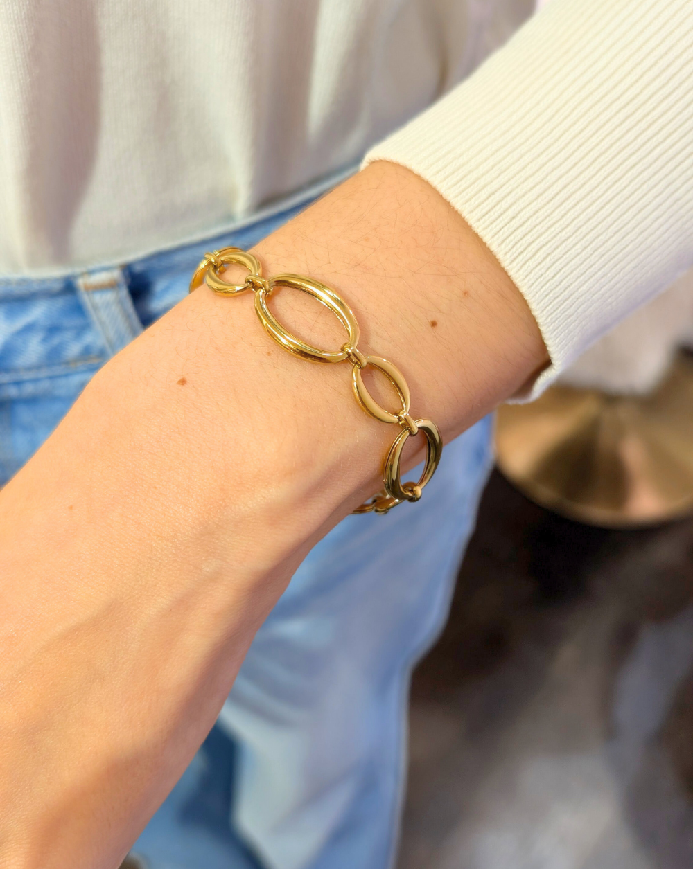 Gold Armband ovalen Gliedern aus Edelstahl, Trgovina Patrizia