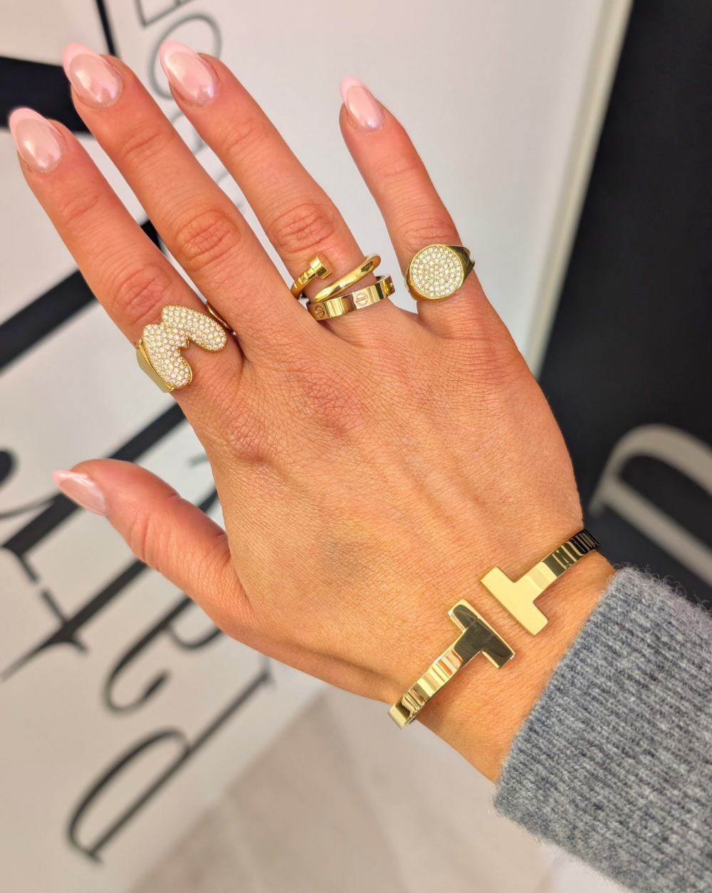 Gold rings with crystals and TIME Bracelet stainless steel, Trgovina Patrizia