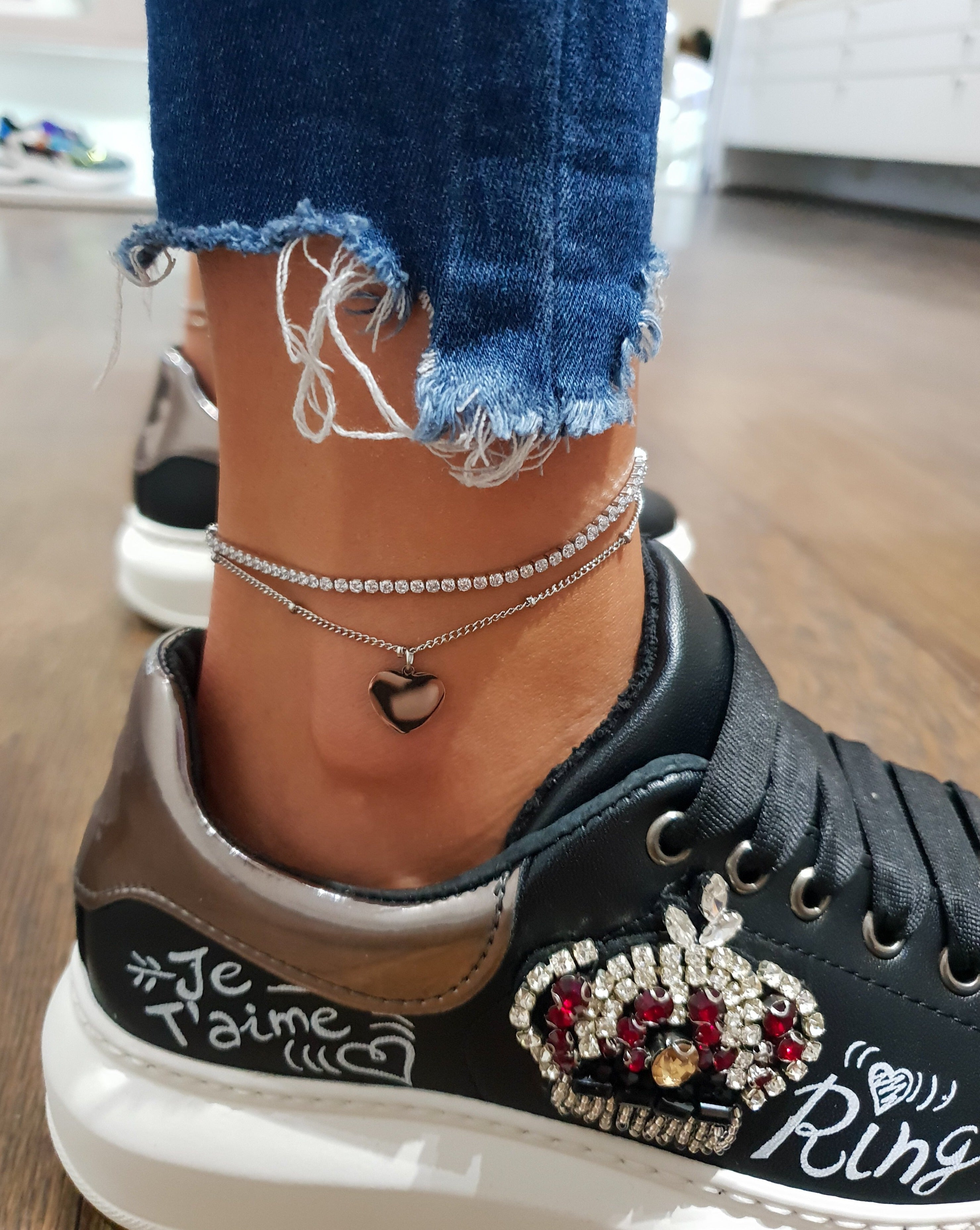 Armband Double für Fuß mit Zirkonen - Patrizia