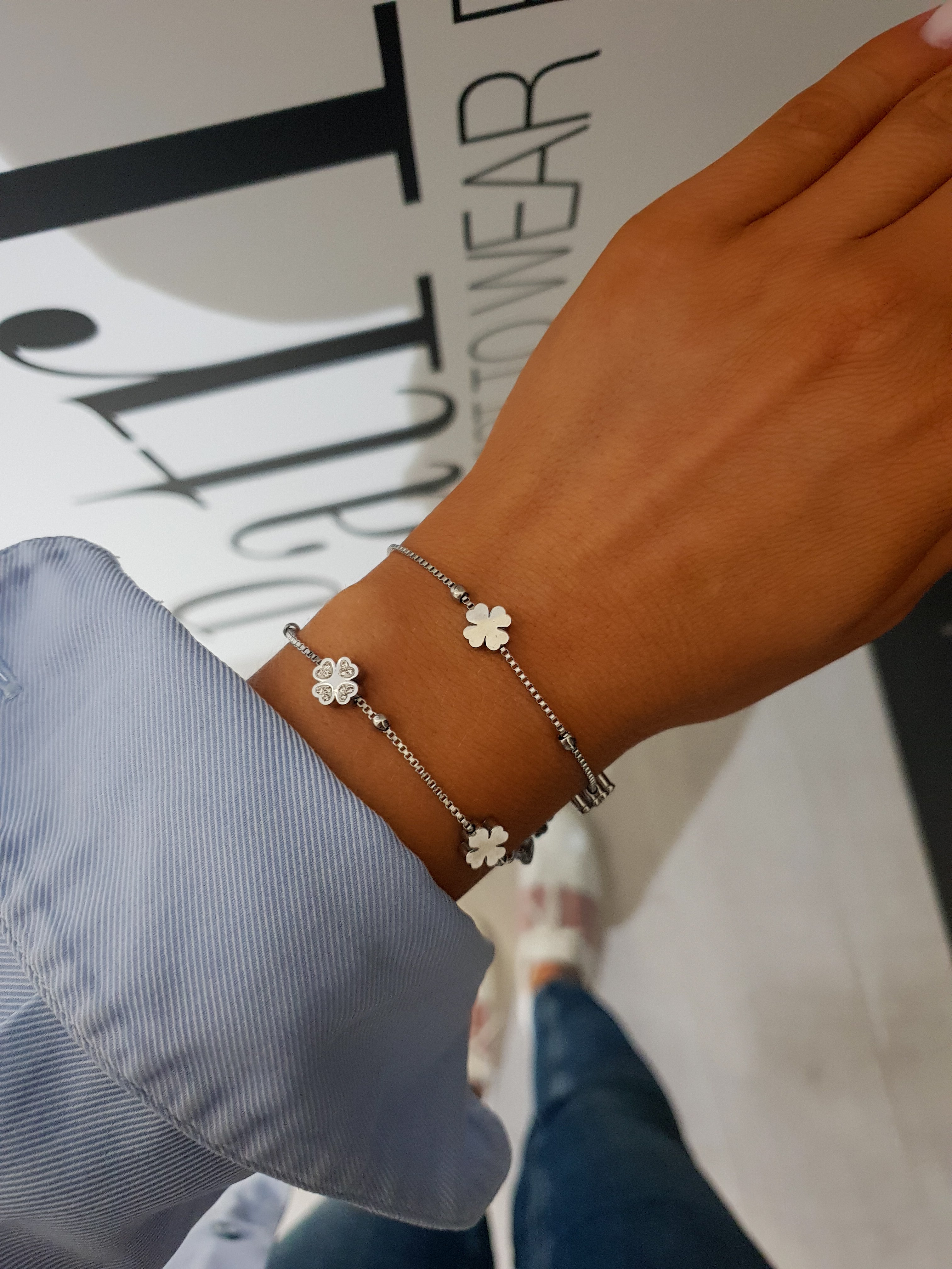 Armband Doppel mit Symbolen | Silber