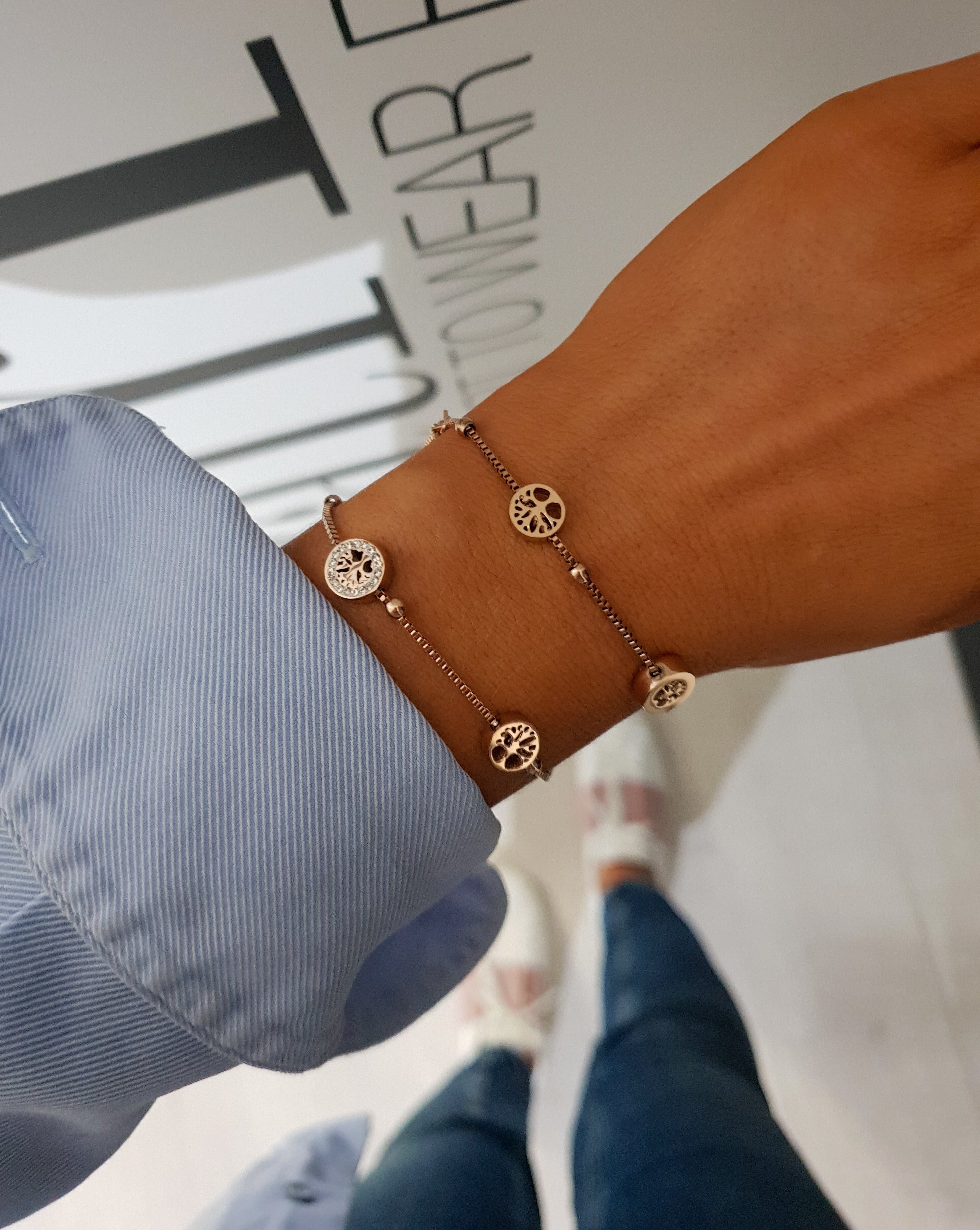 Armband Doppel mit Symbolen | Roségold