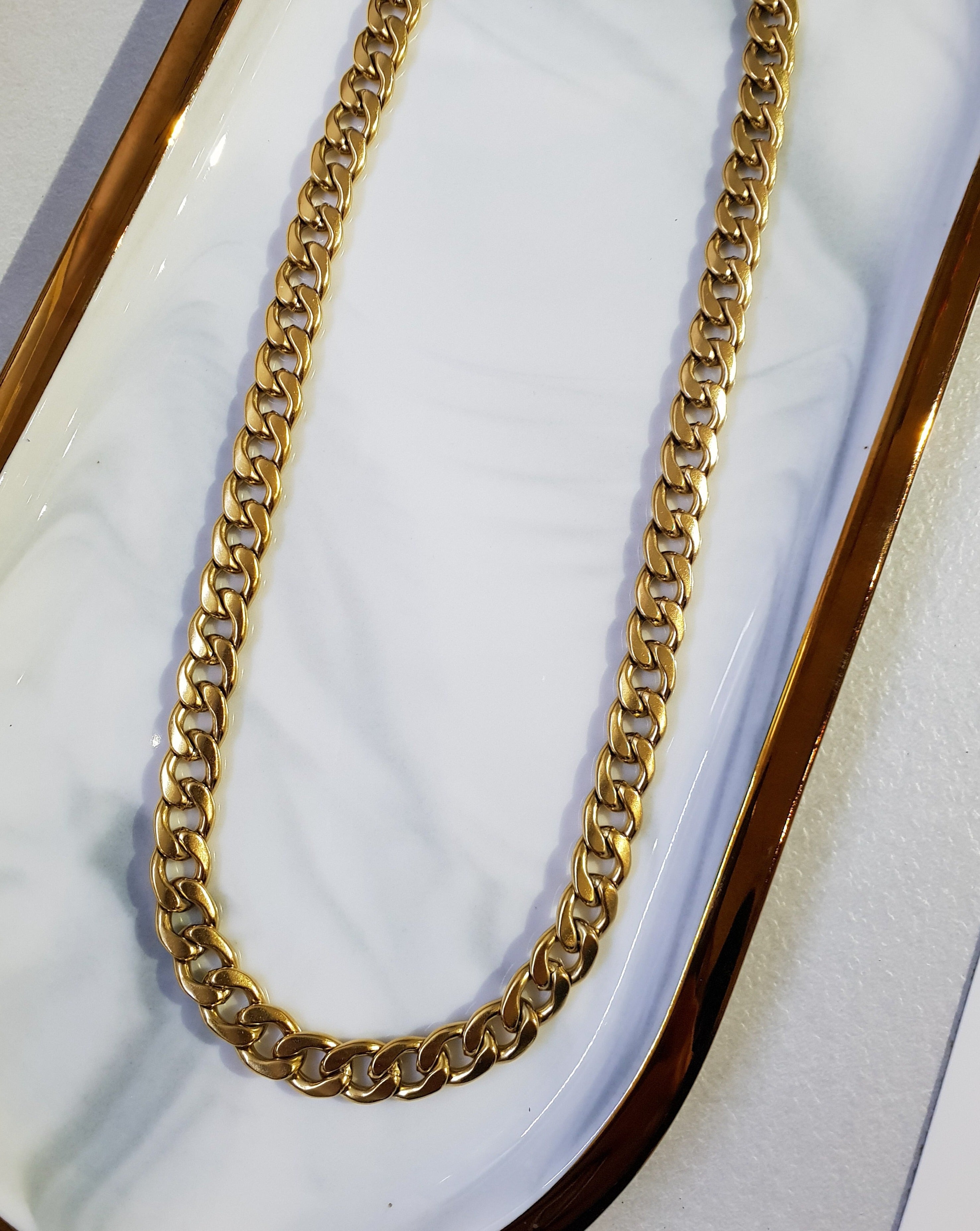 Halskette CHAIN Mann Kubanisch | Gold Matt/8 mm