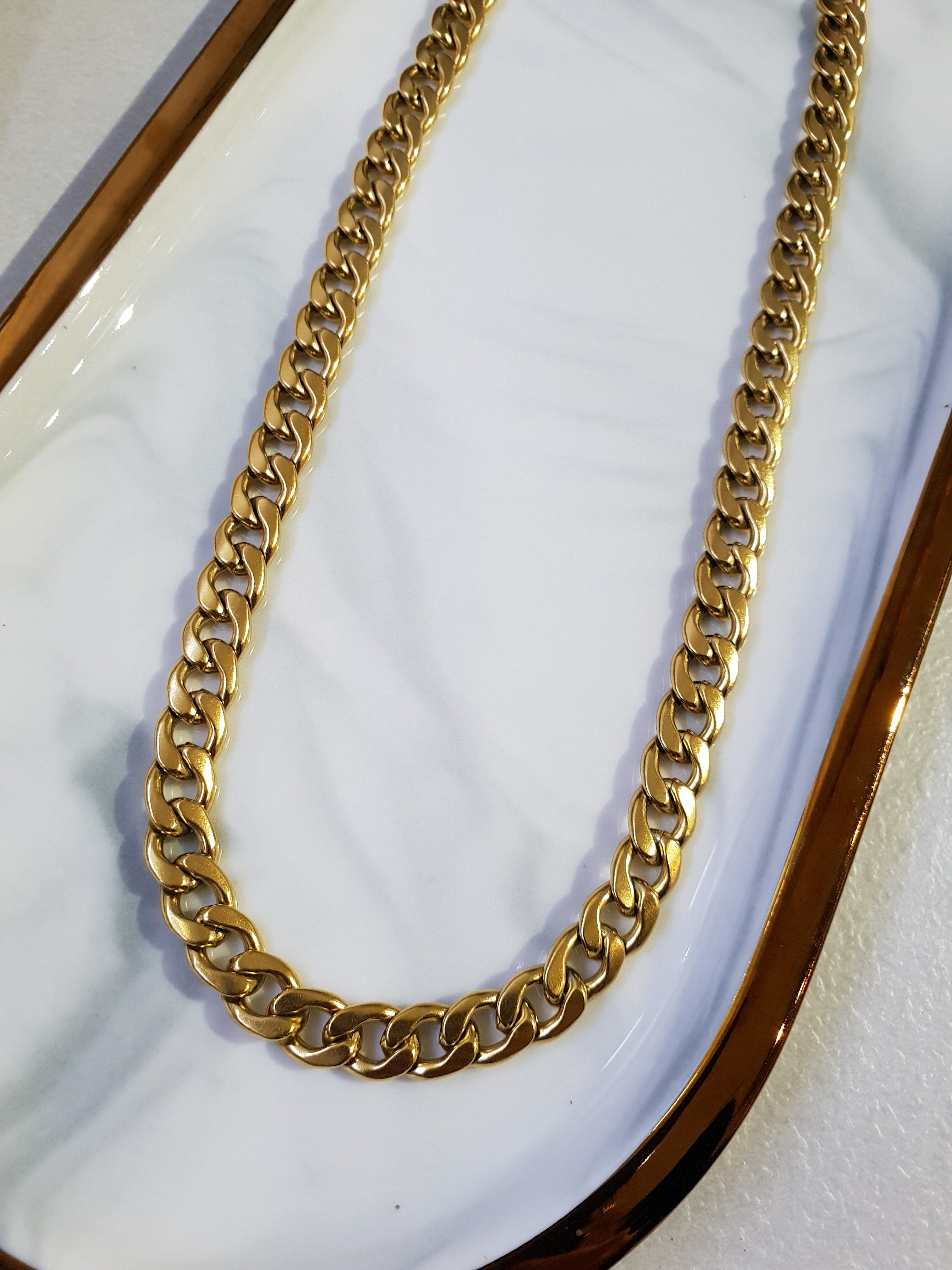 Halskette CHAIN Mann Kubanisch | Gold Matt/8 mm