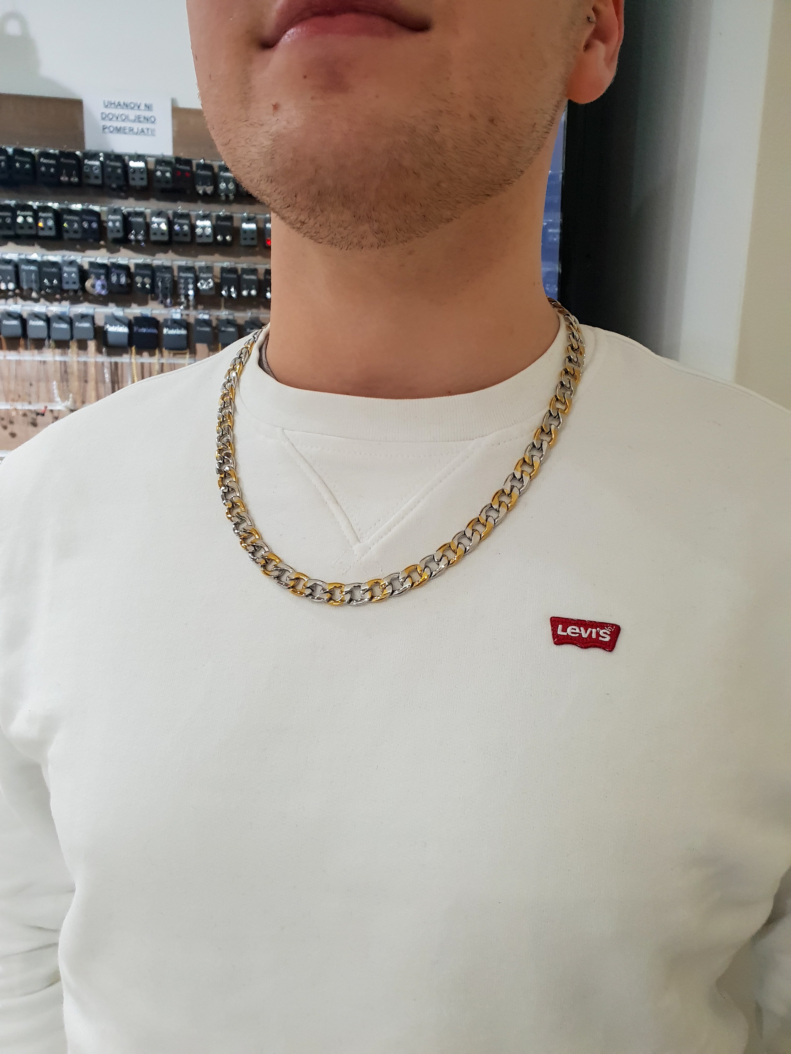 Halskette CHAIN Silver Herren CURB Gold/ 8 mm