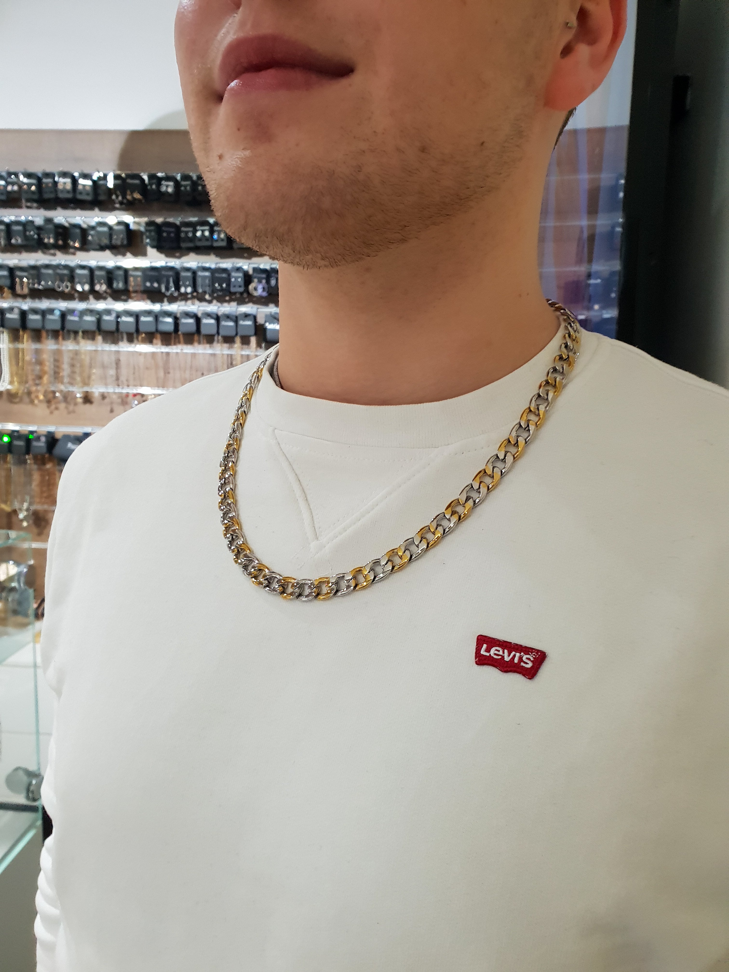 Halskette CHAIN Silver Herren CURB Gold/ 8 mm