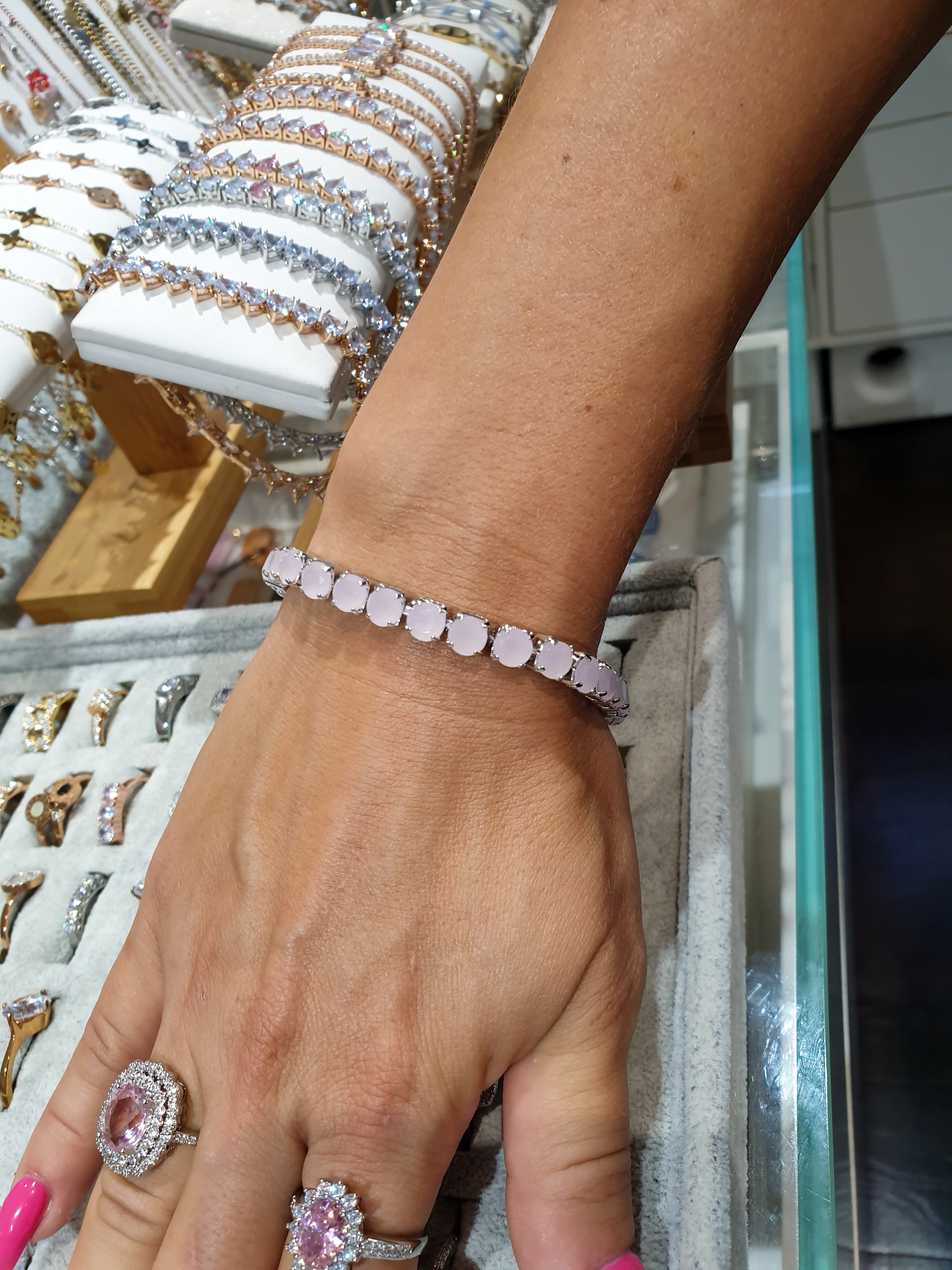 Armband mit Strasssteinen TENNIS | 6mm/Pastell Pink