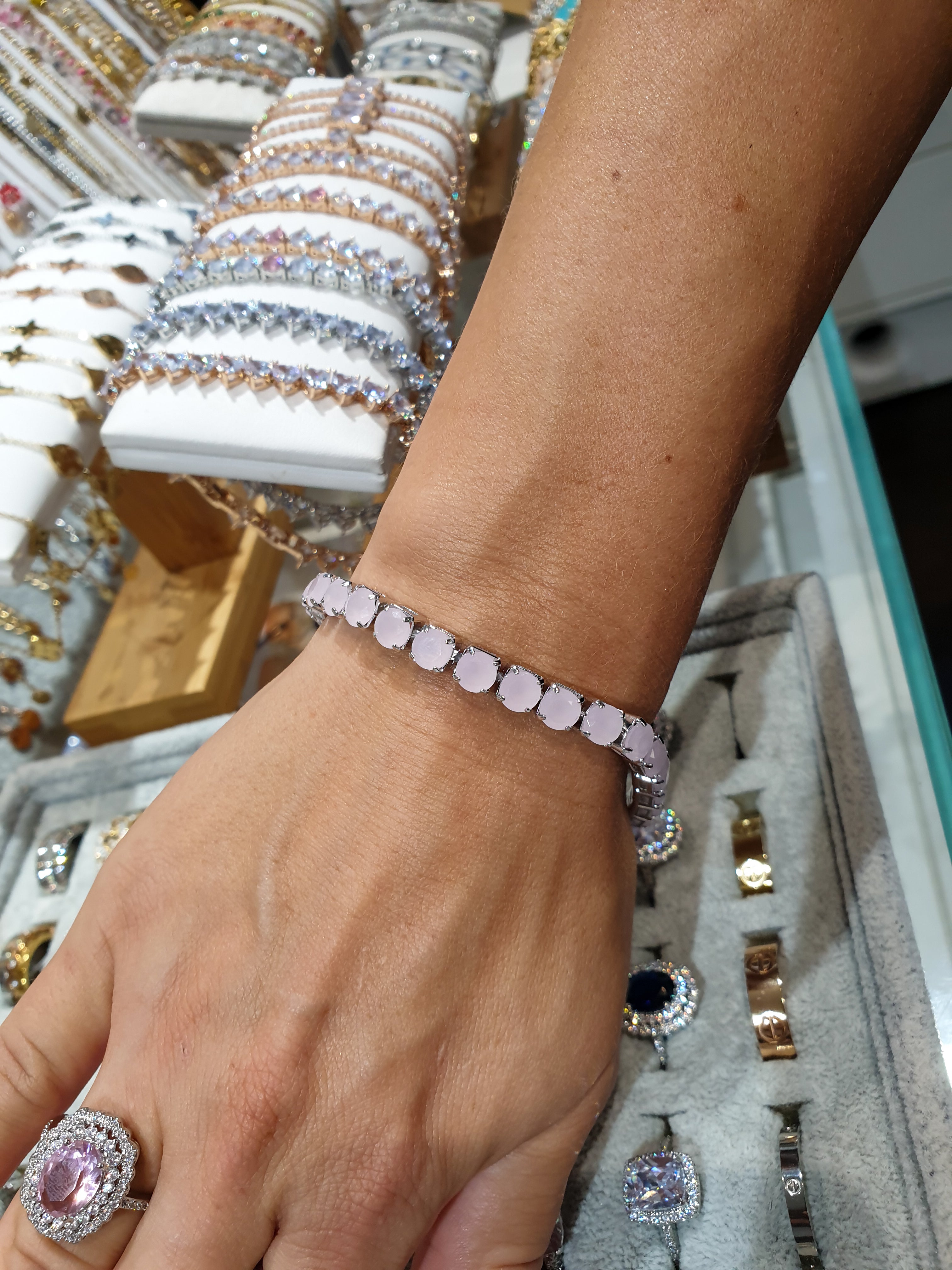 Armband mit Strasssteinen TENNIS | 6mm/Pastell Pink