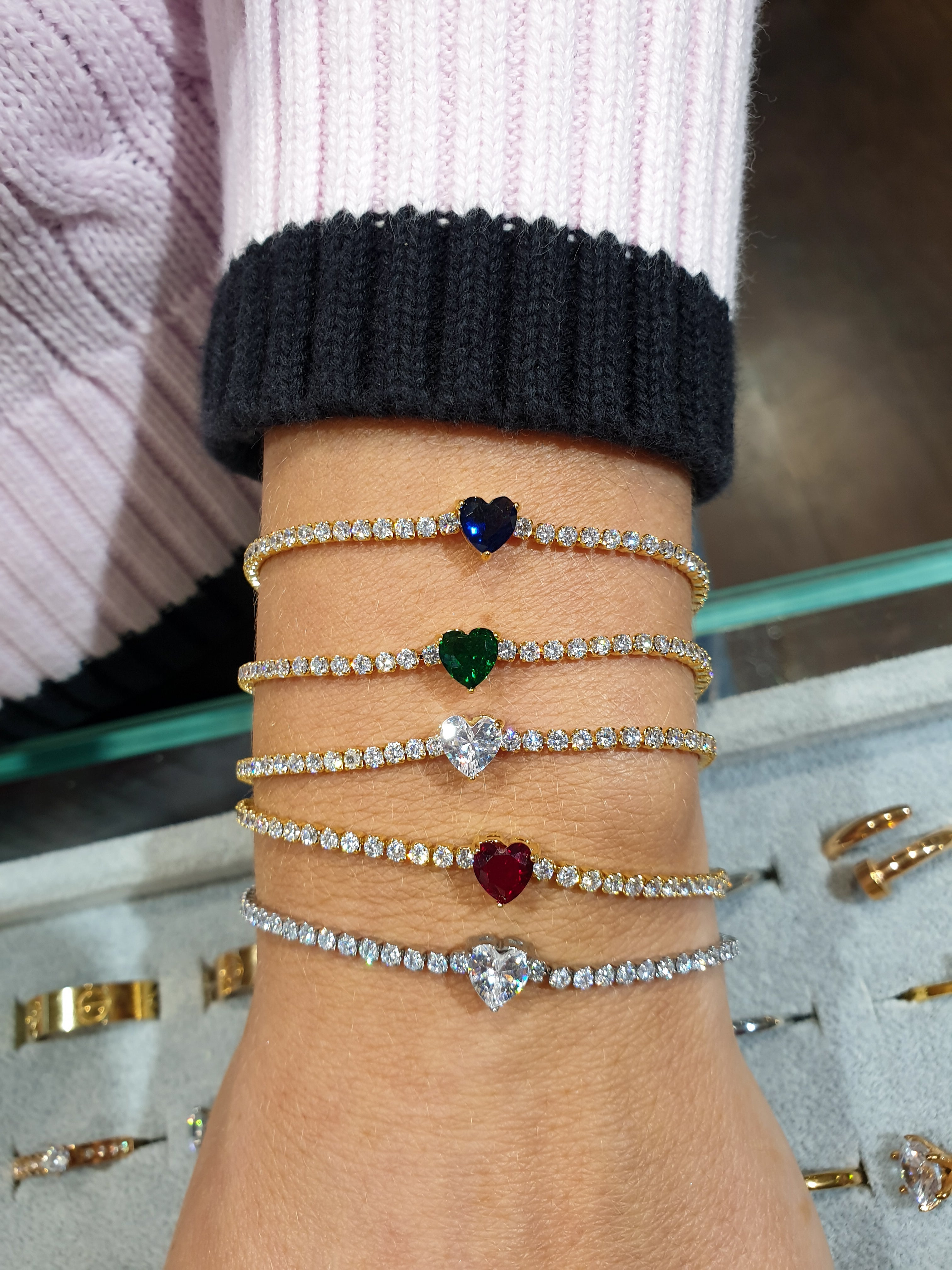 Armband mit Zirkonen TENNIS | Herz