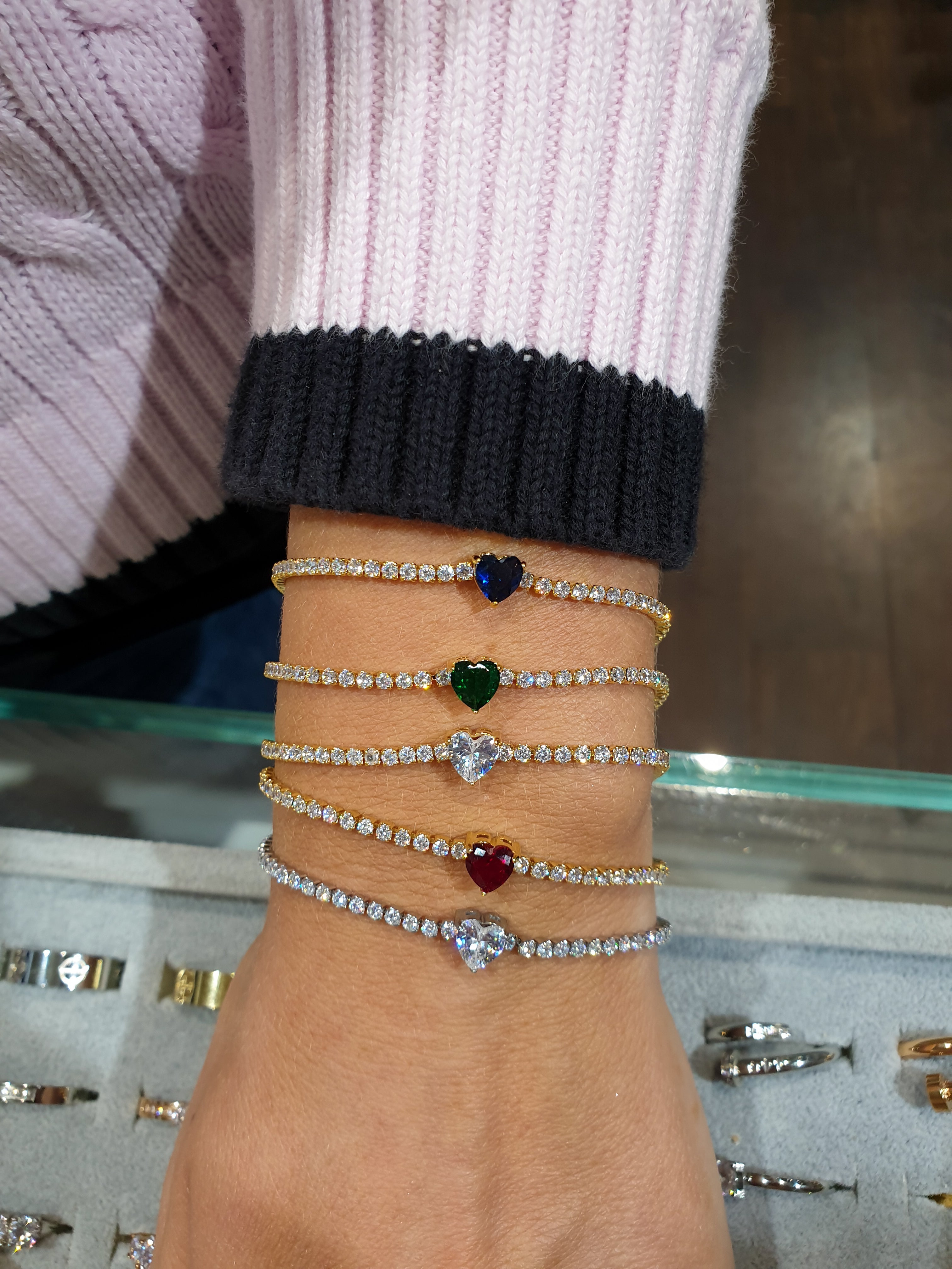 Armband mit Zirkonen TENNIS | Herz